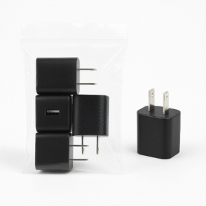 USB Wall Charger – Single Port, Black (4-Pack)